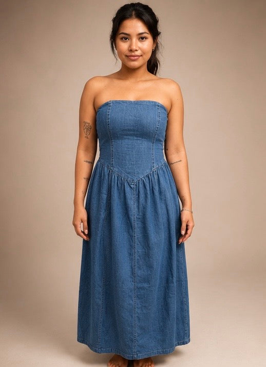 Denim Tube Princess Line Dress