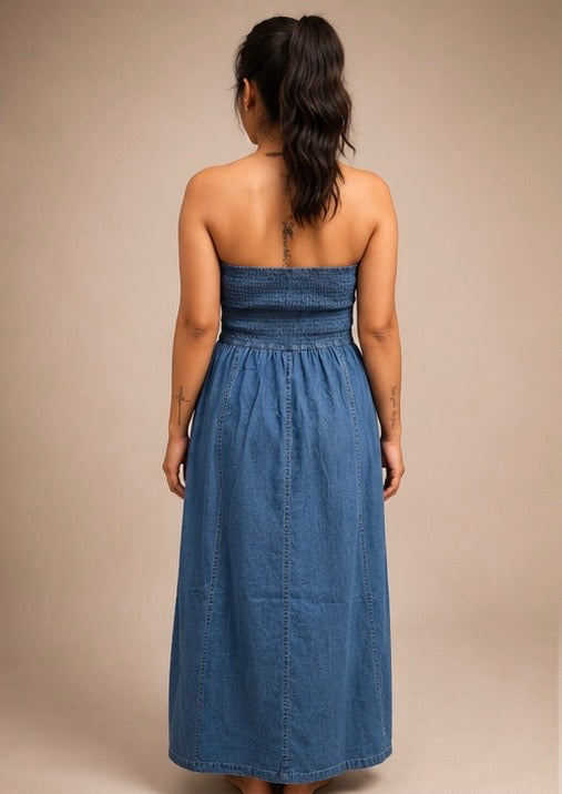 Denim Tube Princess Line Dress