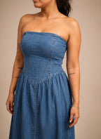Denim Tube Princess Line Dress