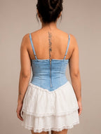 Denim Corset Tulle Mini Dress
