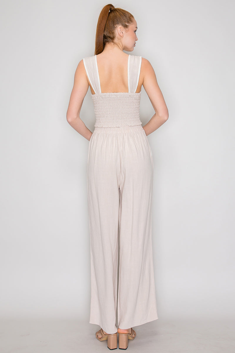 Light Beige Woven Corset Crop Top