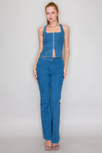 Fit and Flare Denim Pants | Mid-Rise Flare Jeans