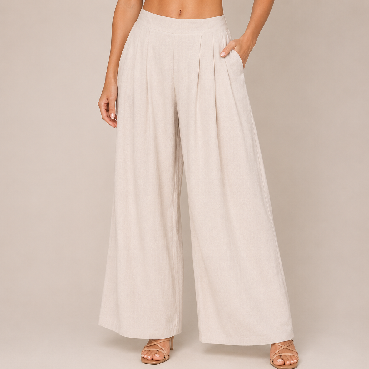 Light Beige Woven Corset Pants