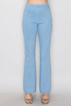 High-Rise Flare Denim Pants | Wash Wide Leg Pull-On Jeans