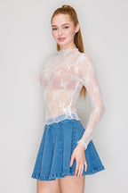 Floral Mesh Long Sleeve Top
