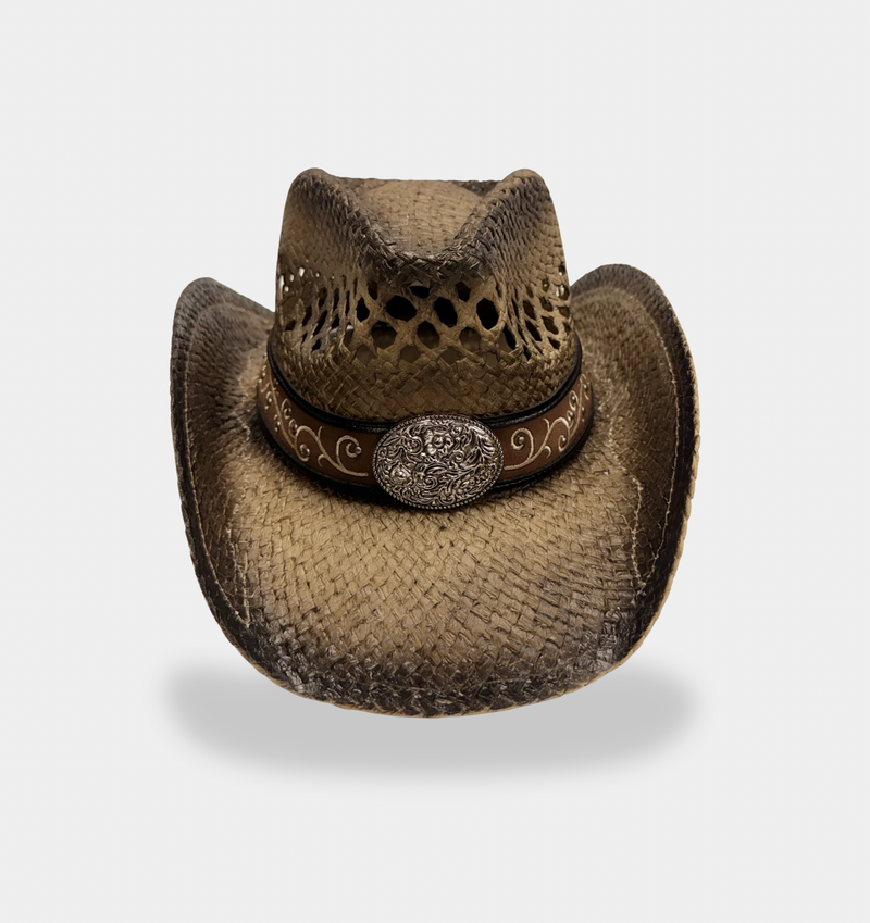 Vintage-Washed Straw Cowgirl Hat